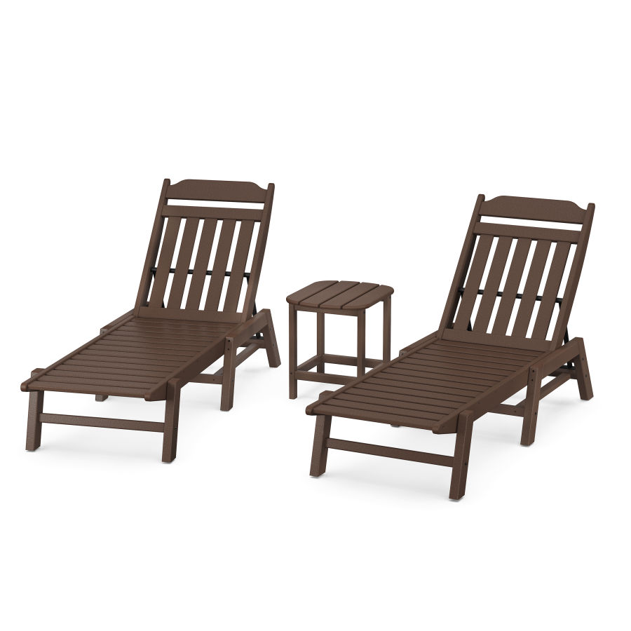 POLYWOOD Country Living 3-Piece Chaise Set in Mahogany