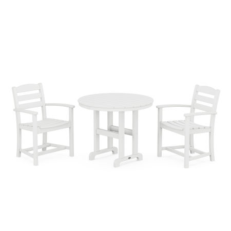 La Casa Café 3-Piece Round Dining Set in White