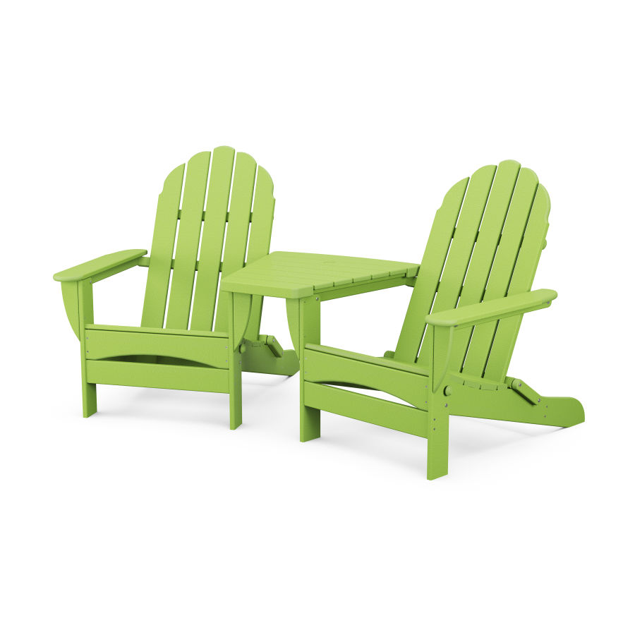 POLYWOOD Classic Oversized Adirondacks with Angled Connecting Table in Lime