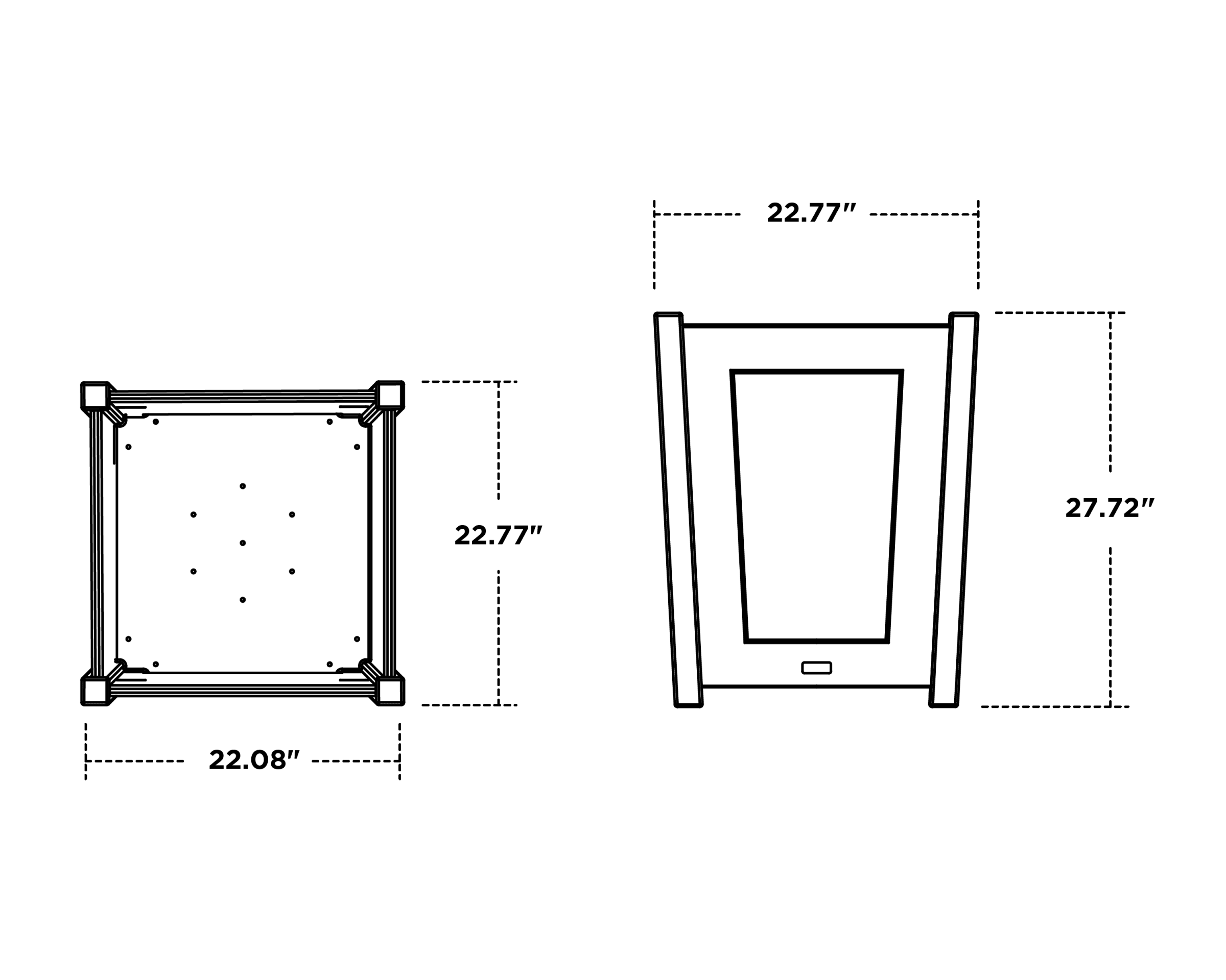 Dimensions for Country Living Large Tapered Square Short Planter Box