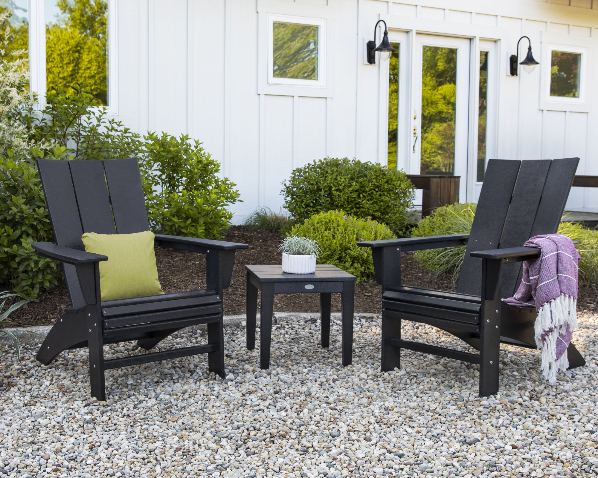 POLYWOOD Modern 3 Piece Curveback Adirondack Set PWS420 1