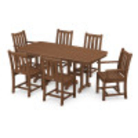 POLYWOOD Traditional Garden 7-Piece Dining Set in Teak