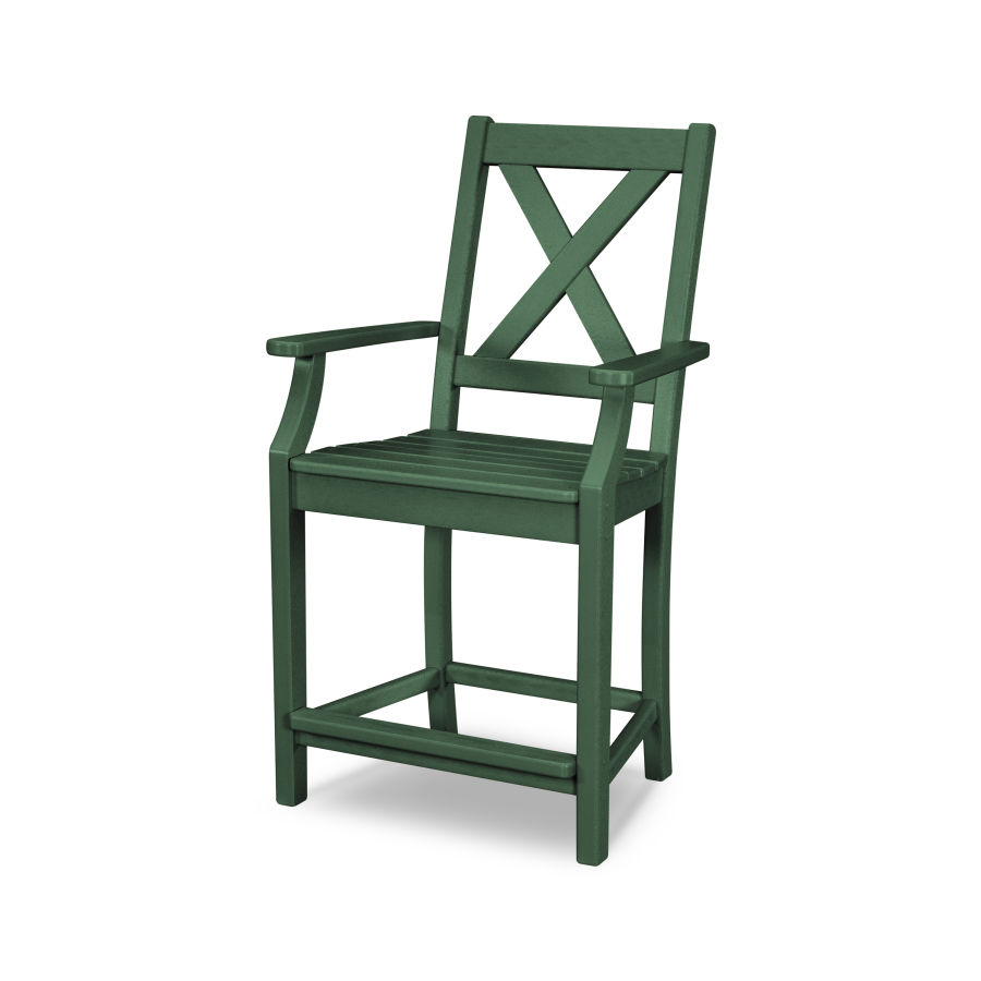 POLYWOOD Braxton Counter Arm Chair in Green