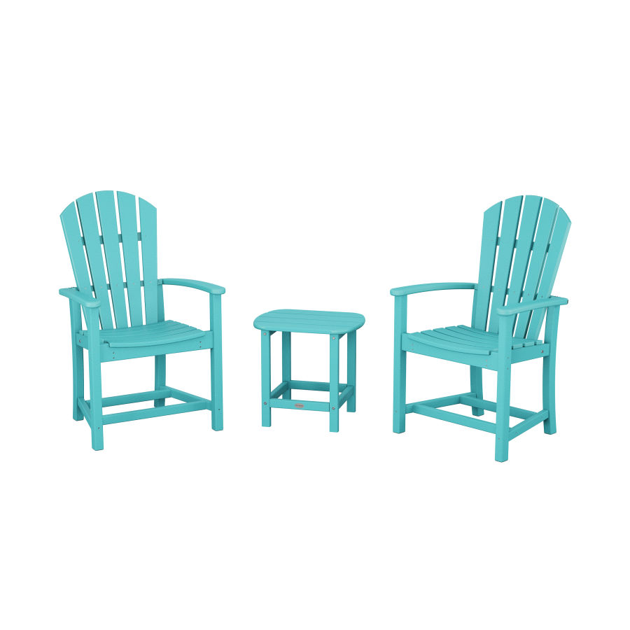 POLYWOOD Palm Coast 3-Piece Upright Adirondack Chair Set in Aruba