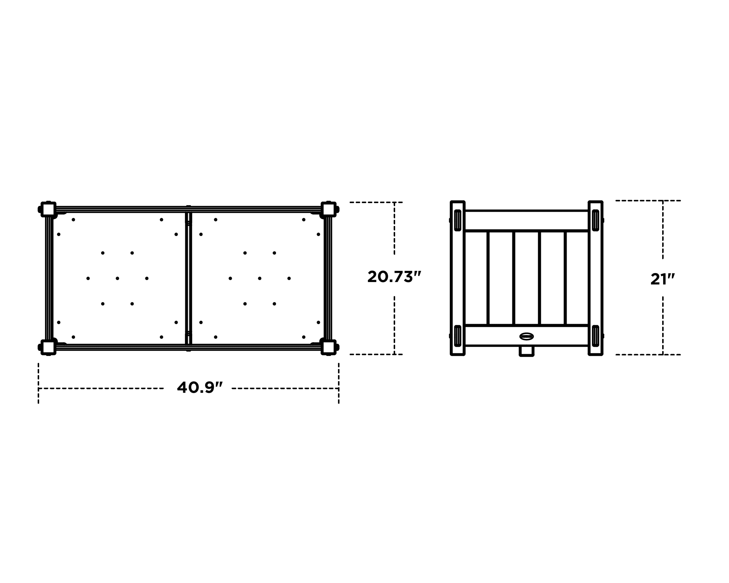 Dimensions for Vineyard Large Rectangle Double Planter Box