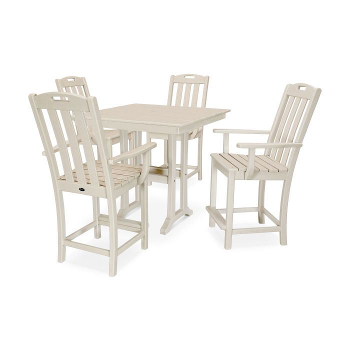 Yacht Club 5-Piece Farmhouse Trestle Arm Chair Counter Set