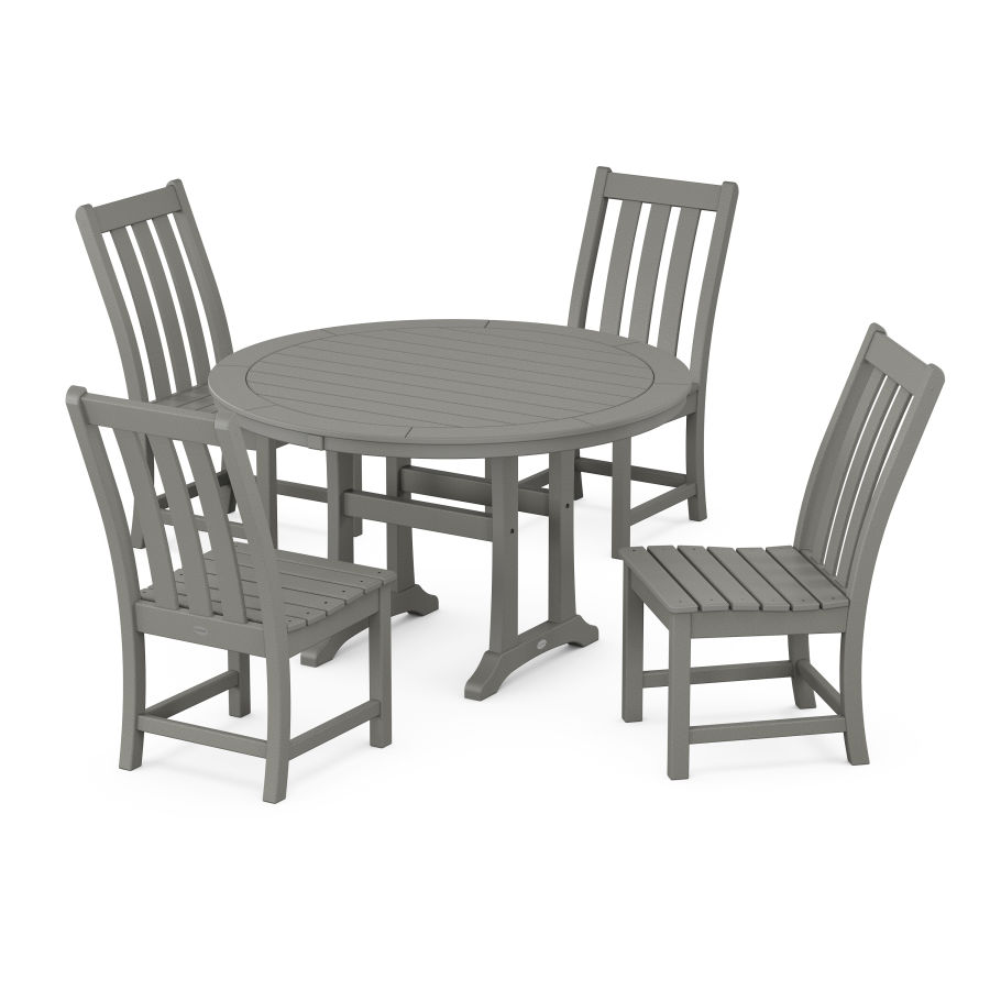 POLYWOOD Vineyard Side Chair 5-Piece Round Dining Set With Trestle Legs