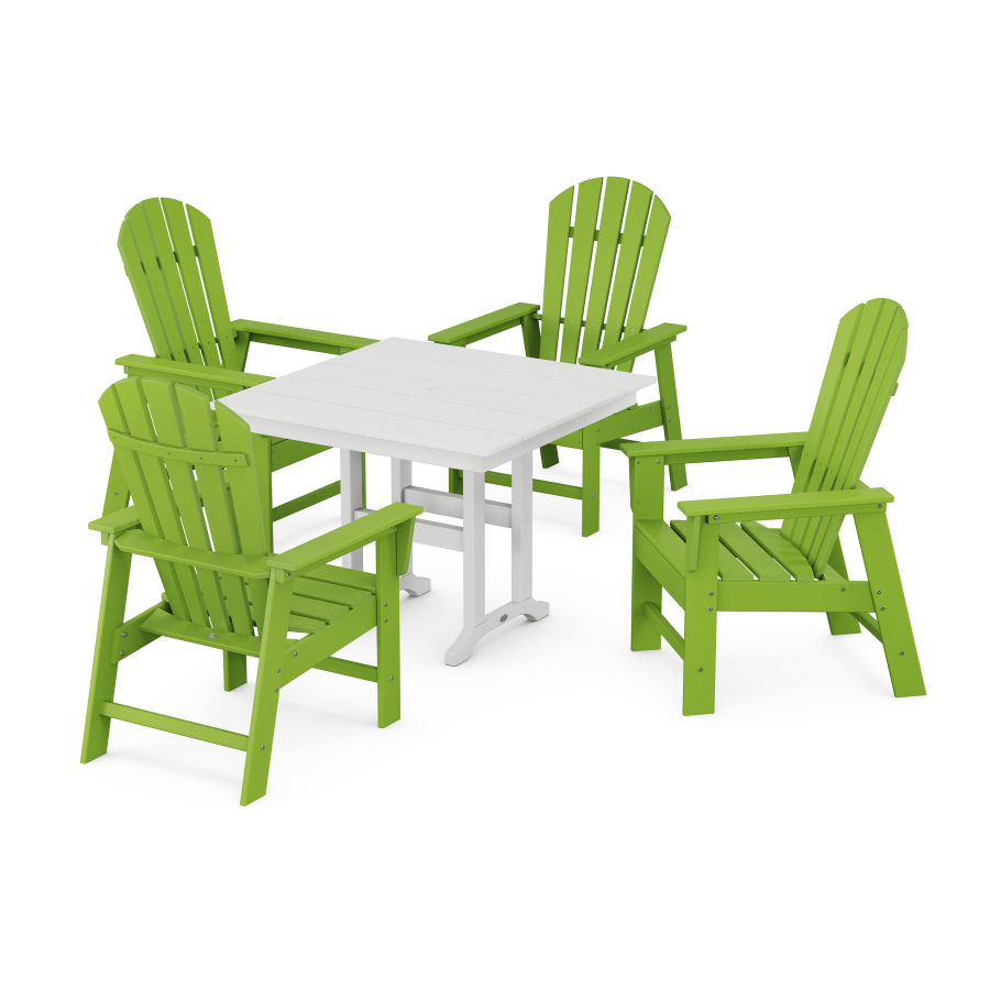 POLYWOOD South Beach 5-Piece Farmhouse Dining Set in Lime