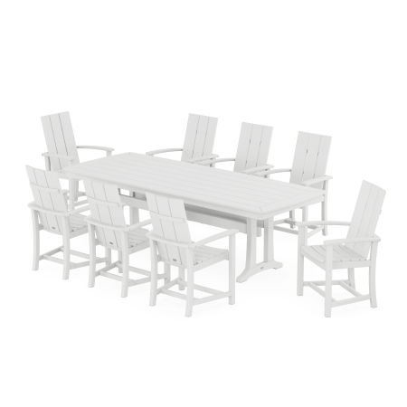 Modern Adirondack 9-Piece Dining Set with Trestle Legs in White