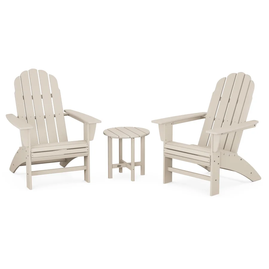 POLYWOOD Vineyard 3-Piece Curveback Adirondack Set in Sand