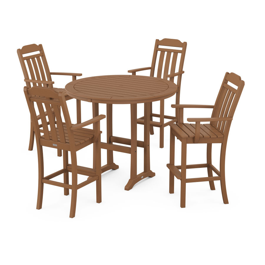 POLYWOOD Country Living 5-Piece Round Bar Set in Teak