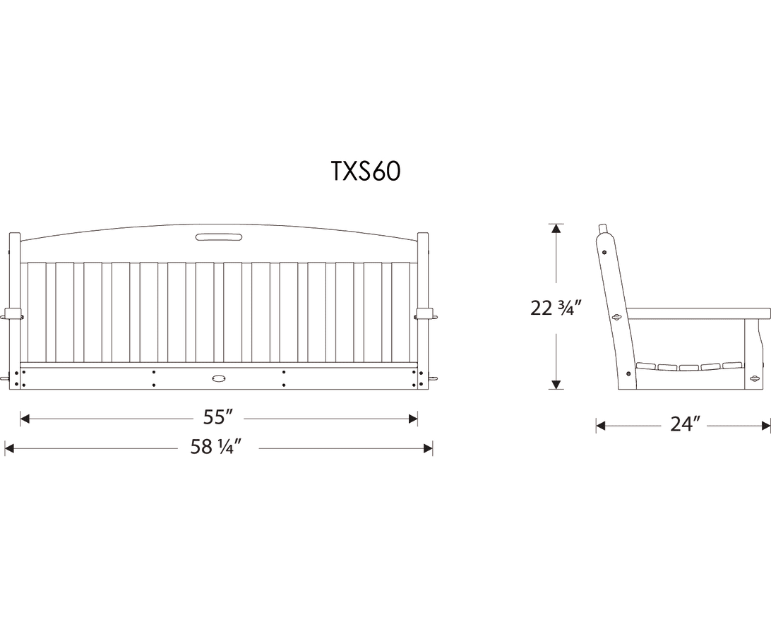 Dimensions for Yacht Club 60" Swing