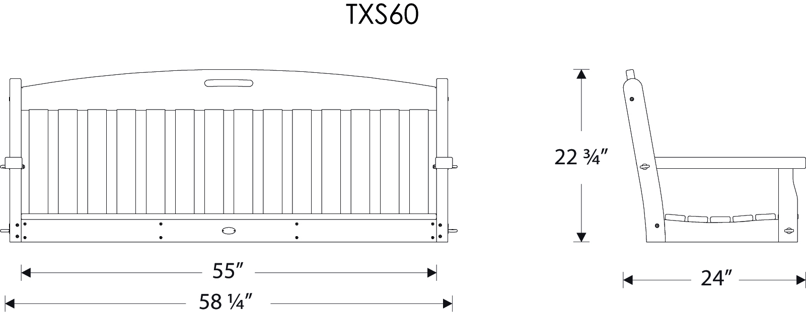 Dimensions for Yacht Club 60" Swing