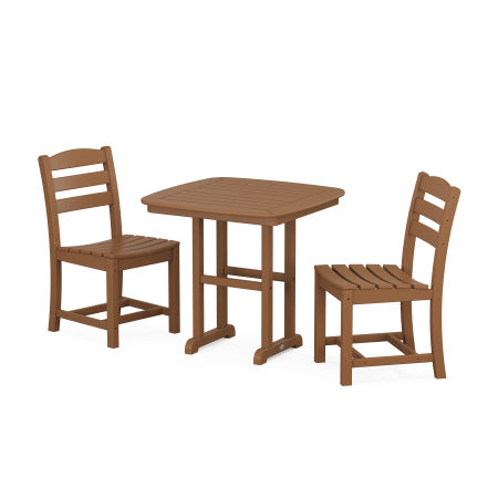La Casa Café Side Chair 3-Piece Dining Set in Teak