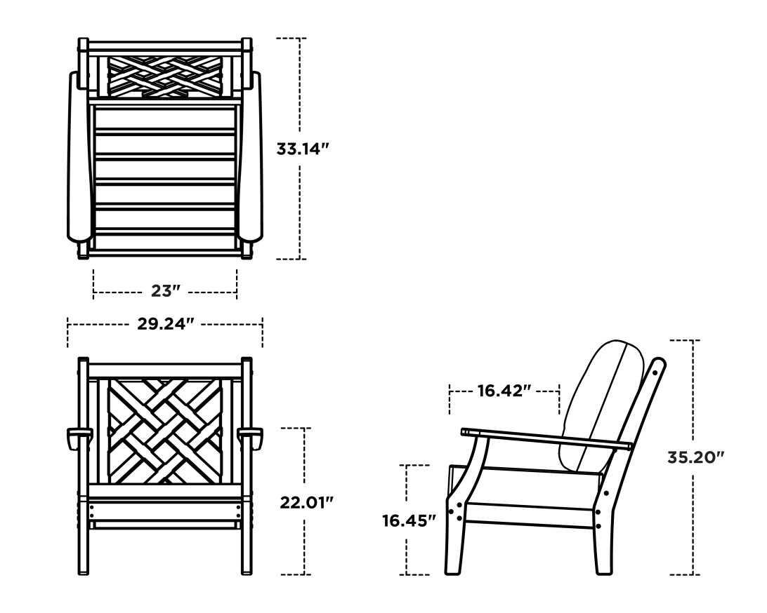 Dimensions for Wovendale Deep Seating Chair
