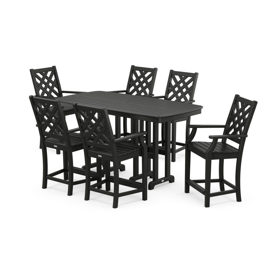 POLYWOOD Wovendale Arm Chair 7-Piece Counter Set in Black