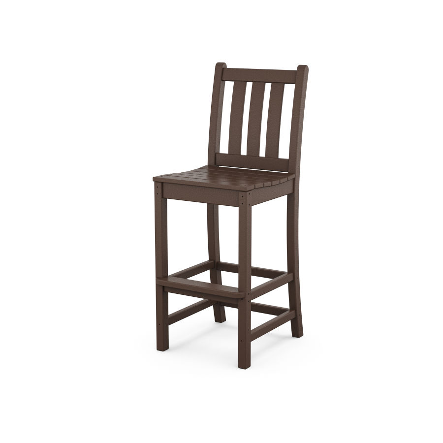 POLYWOOD Traditional Garden Bar Side Chair in Mahogany