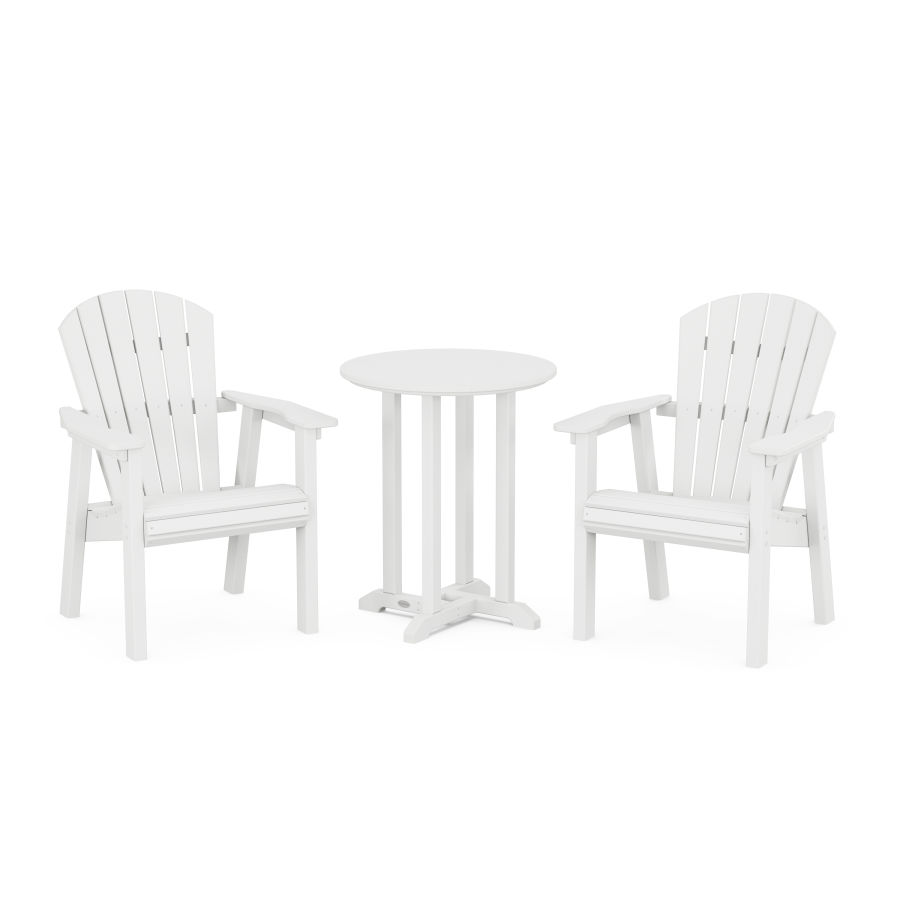 POLYWOOD Seashell 3-Piece Round Dining Set in White
