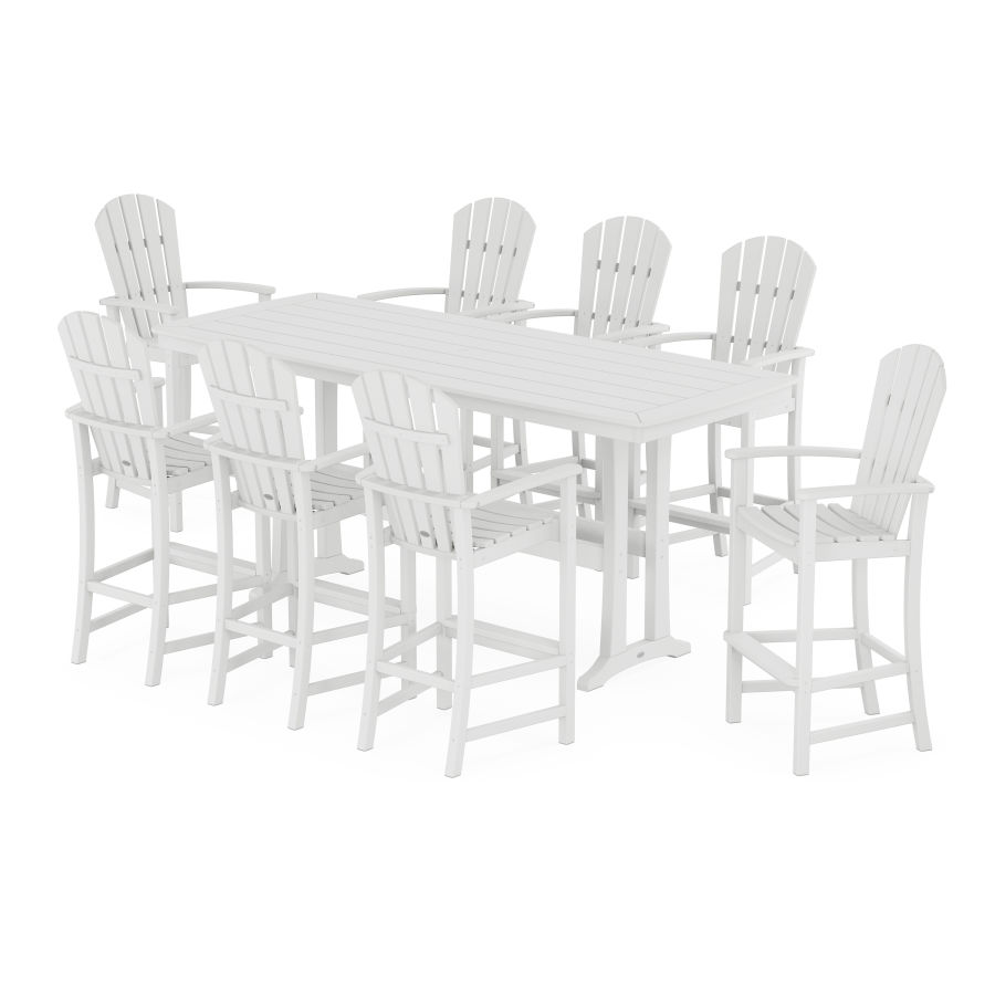 POLYWOOD Palm Coast 9-Piece Bar Set with Trestle Legs in White