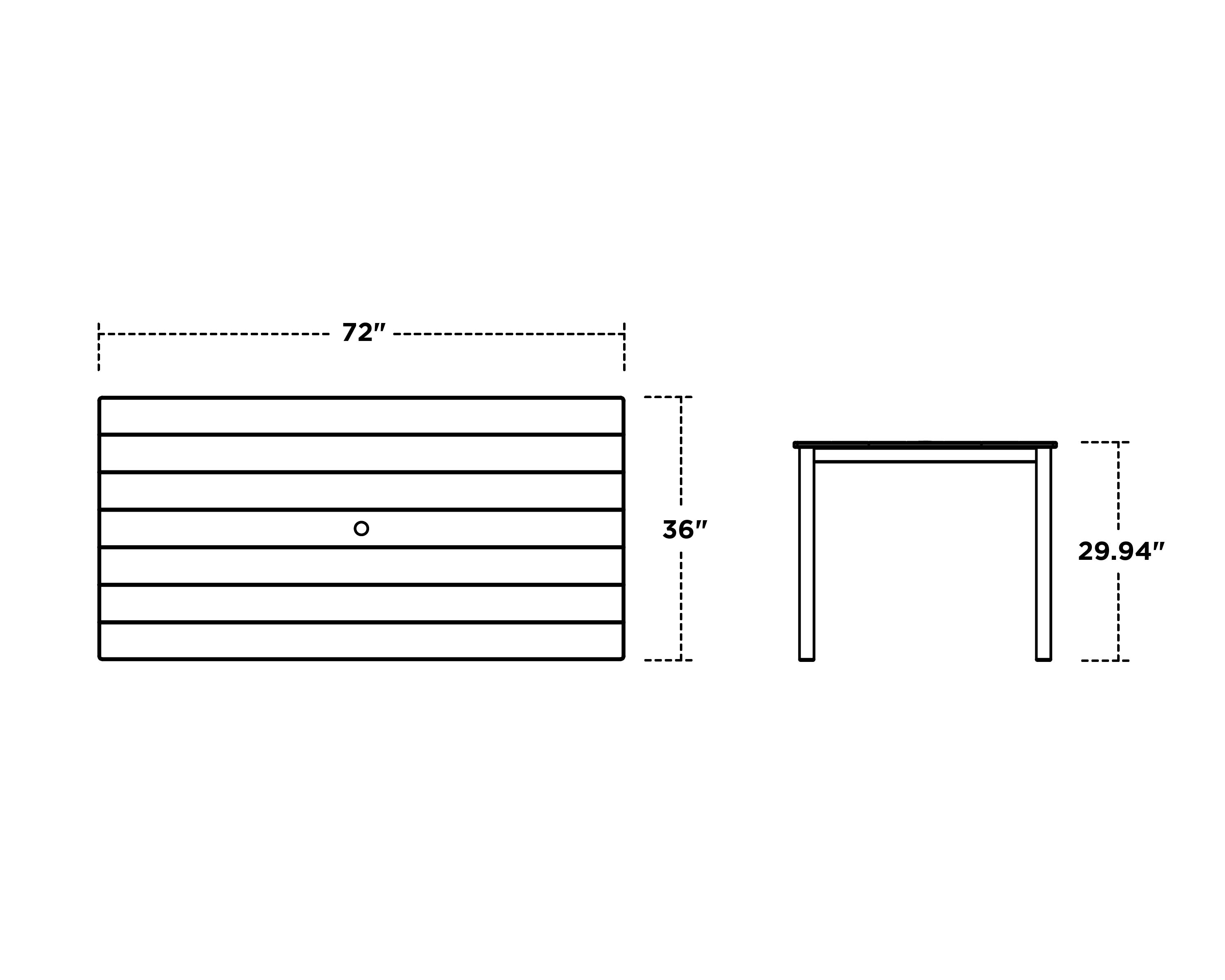 Dimensions for Main Street 36 x 72 Dining Table