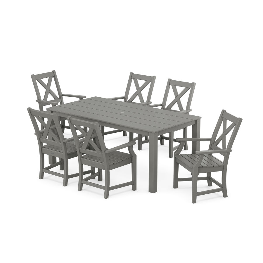POLYWOOD Braxton Arm Chair 7-Piece Parsons Dining Set in Slate Grey