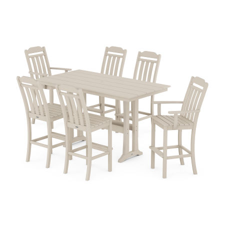 Country Living 7-Piece Farmhouse Bar Set with Trestle Legs in Sand
