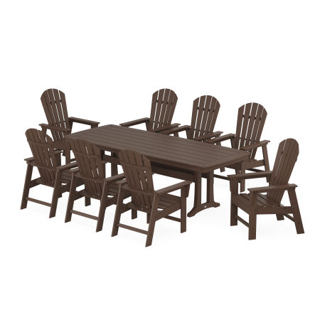 POLYWOOD South Beach 9-Piece Dining Set with Trestle Legs in Mahogany
