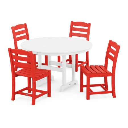 POLYWOOD La Casa Café Side Chair 5-Piece Round Dining Set in Sunset Red
