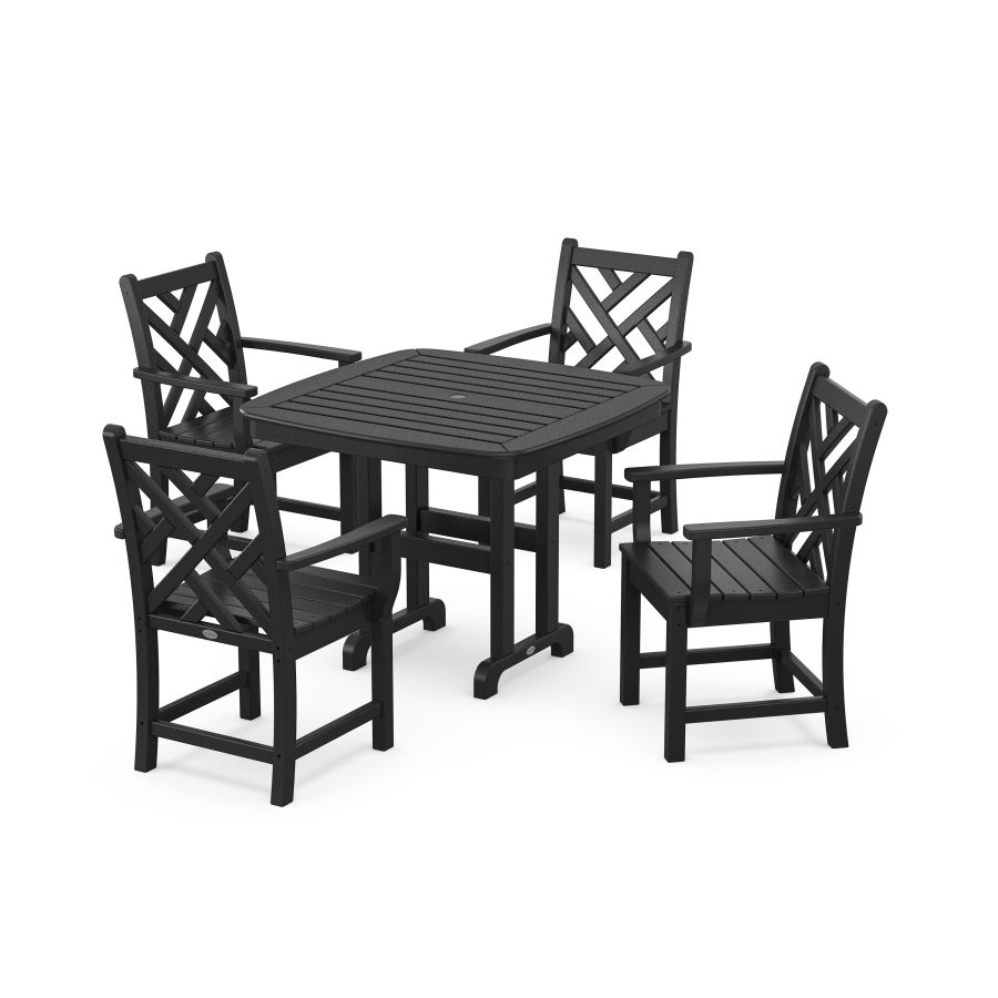 POLYWOOD Chippendale 5-Piece Arm Chair Dining Set in Black