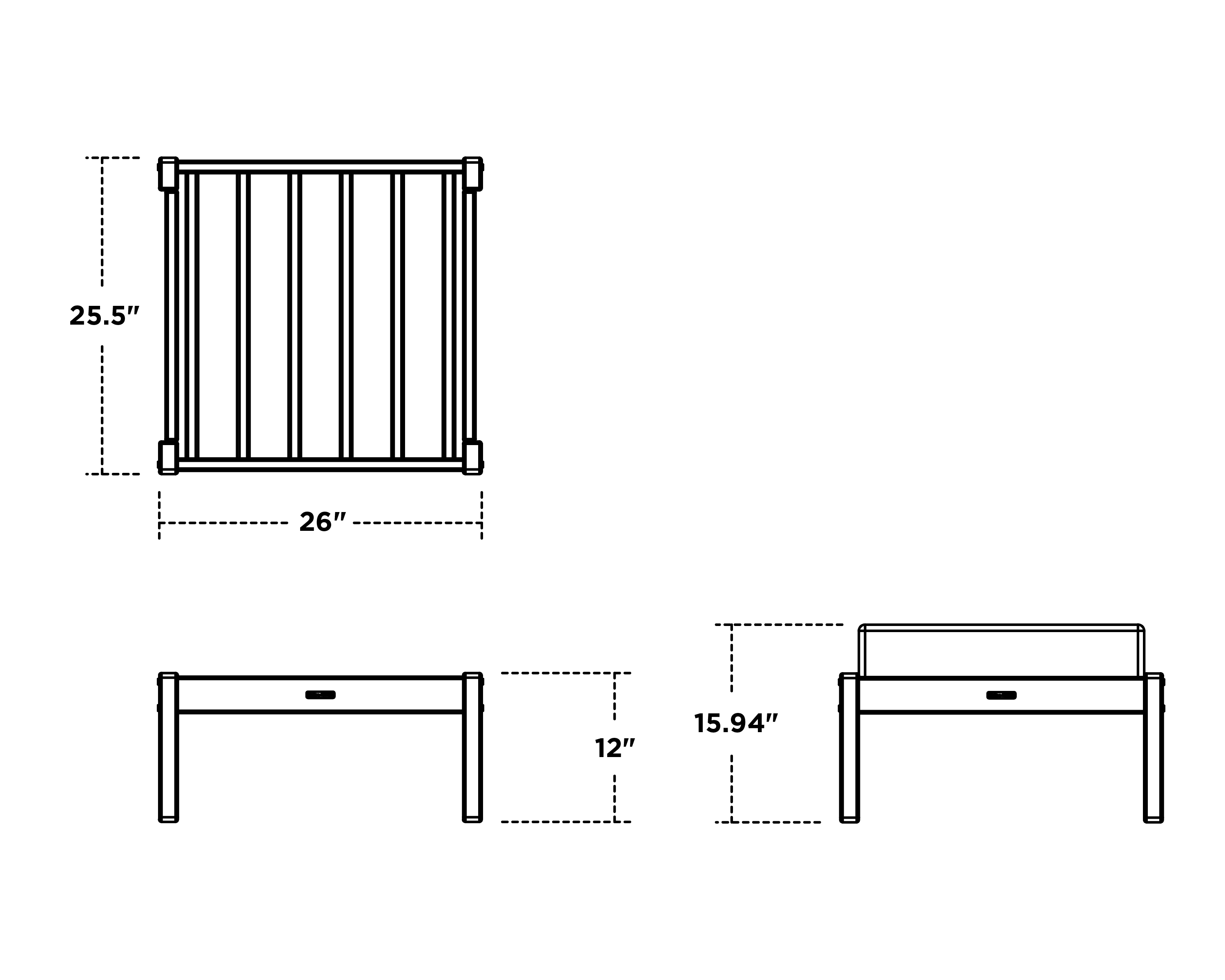 Dimensions for Chinoiserie Deep Seating Ottoman