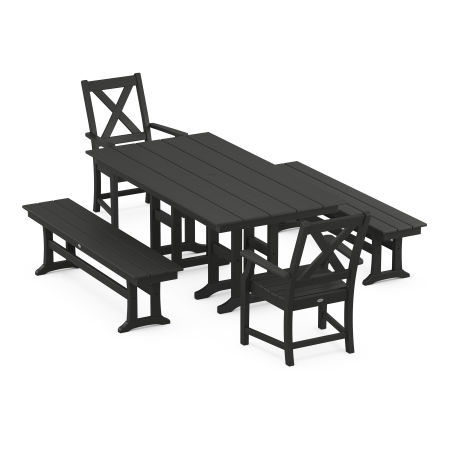Braxton 5-Piece Farmhouse Dining Set in Black