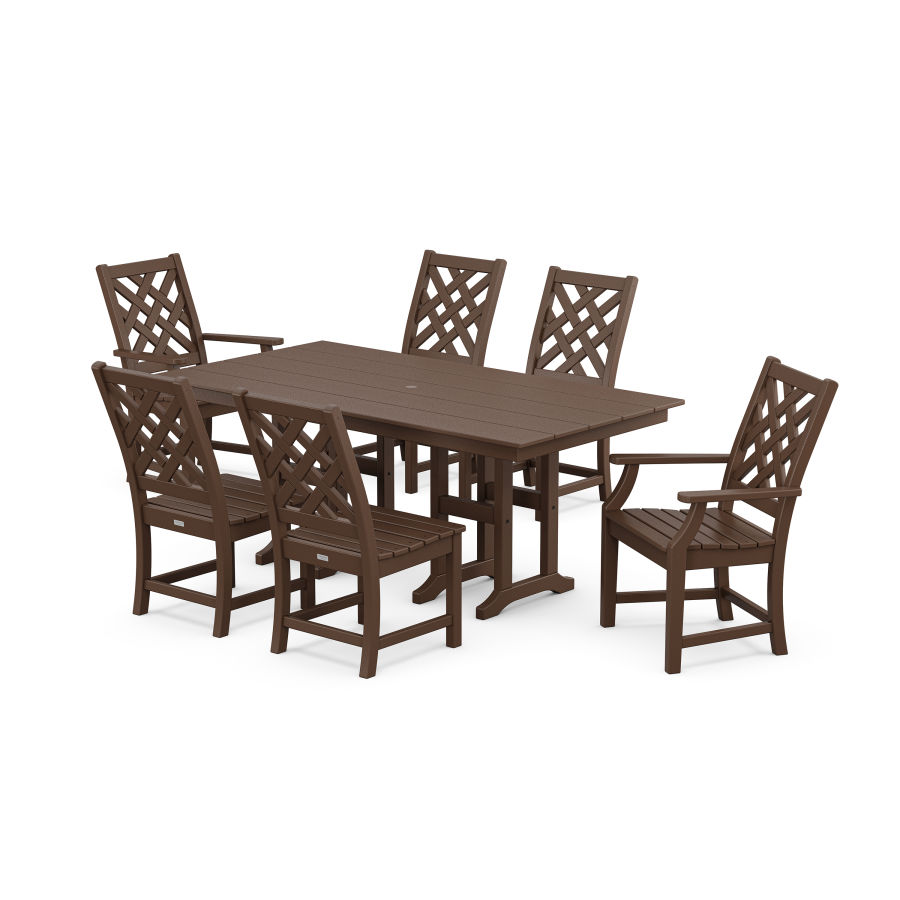 POLYWOOD Wovendale 7-Piece Farmhouse Dining Set in Mahogany