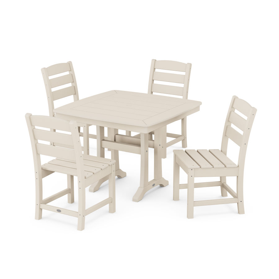 POLYWOOD Lakeside Side Chair 5-Piece Dining Set with Trestle Legs in Sand