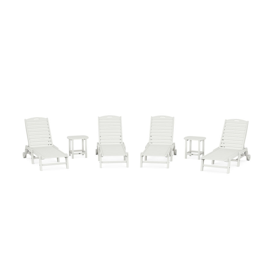 POLYWOOD Nautical Chaise 6-Piece Set with Wheels in Vintage White