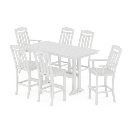 Country Living 7-Piece Farmhouse Bar Set with Trestle Legs in White