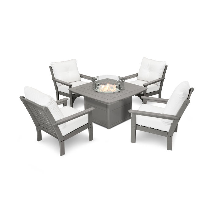 Vineyard 5-Piece Conversation Set with Fire Pit Table
