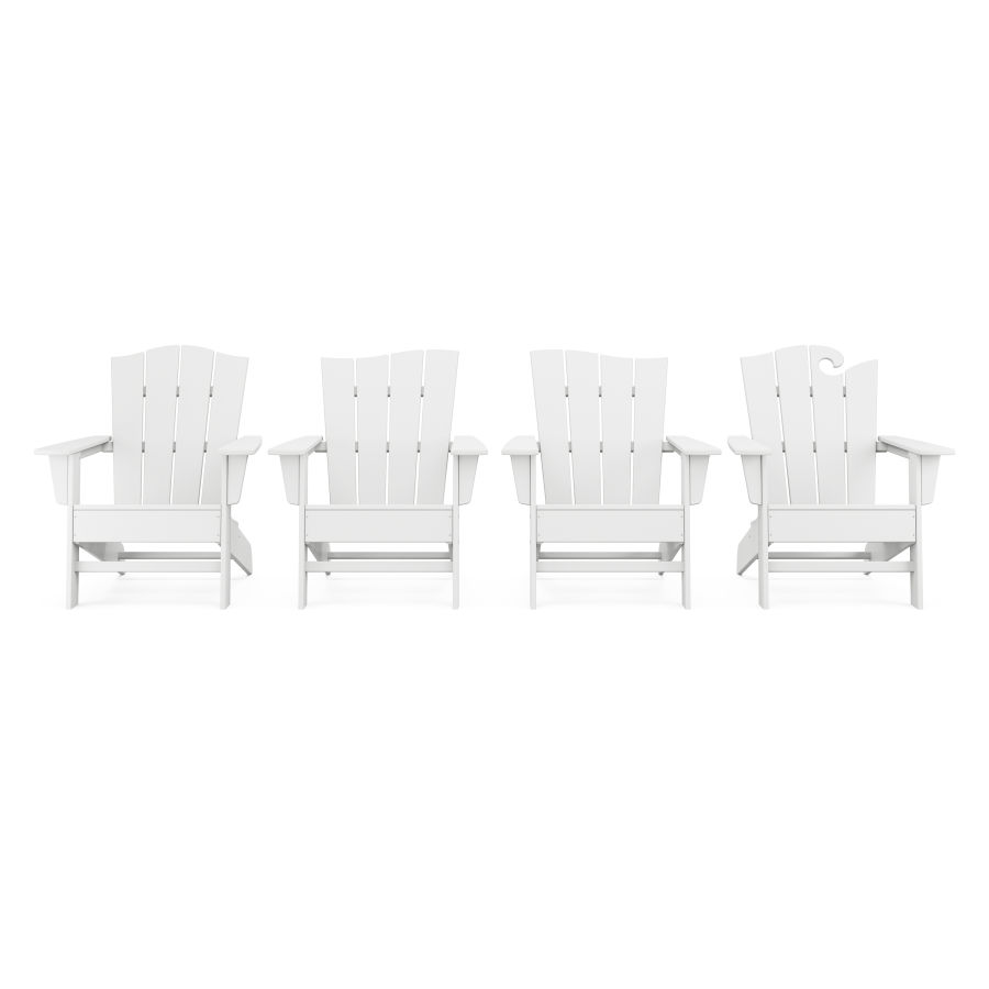 POLYWOOD Wave Collection 4-Piece Adirondack Chair Set in White