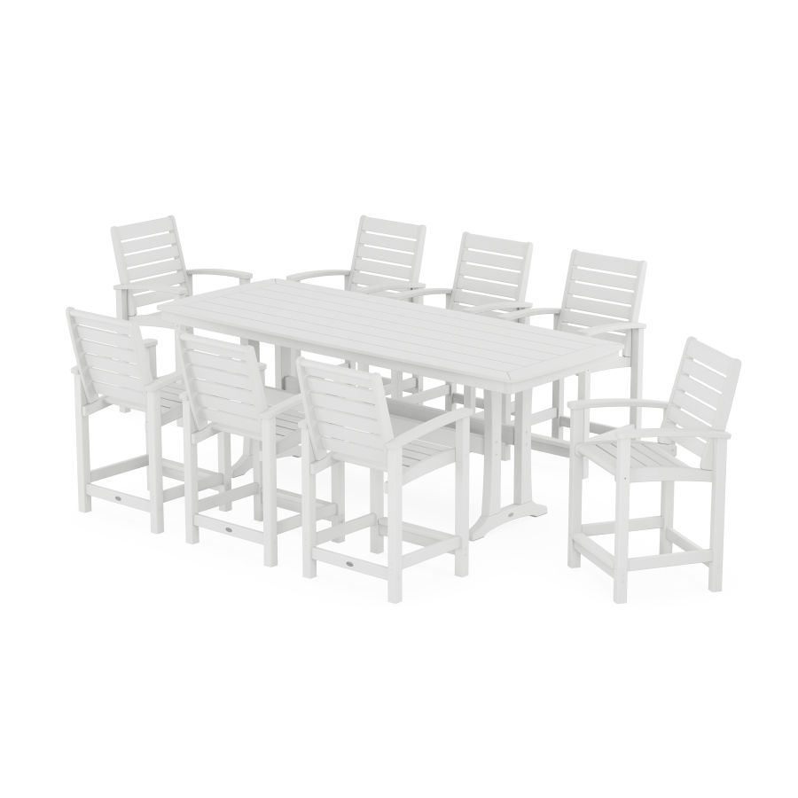 POLYWOOD Signature 9-Piece Counter Set with Trestle Legs in White