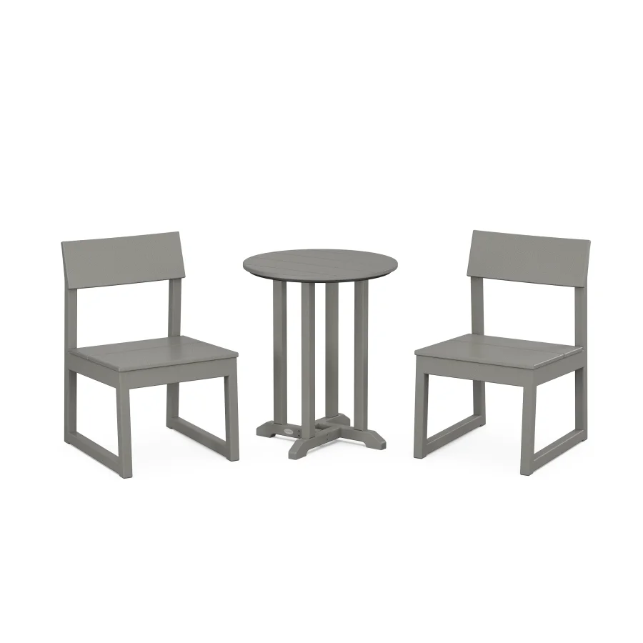 POLYWOOD EDGE Side Chair 3-Piece Round Bistro Dining Set