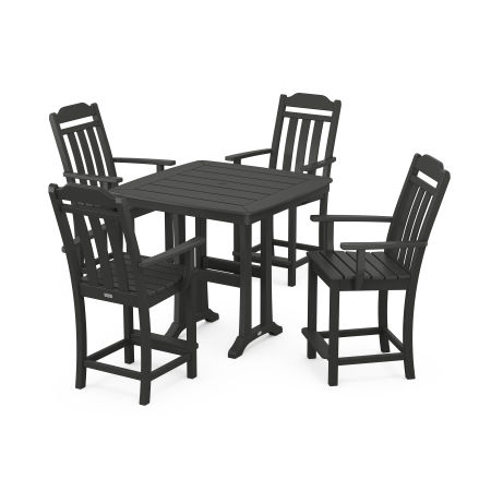 Country Living 5-Piece Counter Set with Trestle Legs in Black