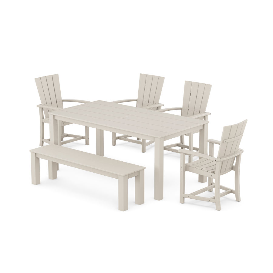 POLYWOOD Quattro 6-Piece Parsons Dining Set with Bench in Sand