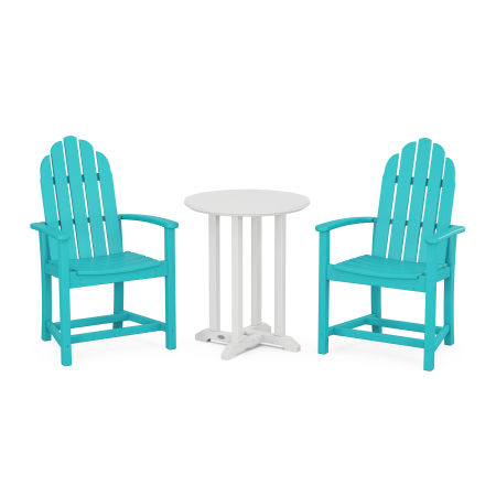 POLYWOOD Classic Adirondack 3-Piece Round Dining Set in Aruba