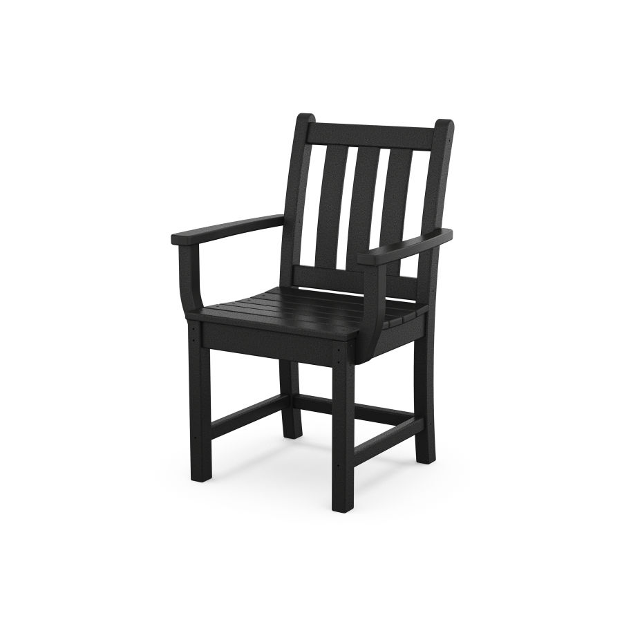 POLYWOOD Traditional Garden Dining Arm Chair in Black