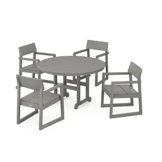 POLYWOOD EDGE 5-Piece Round Farmhouse Dining Set