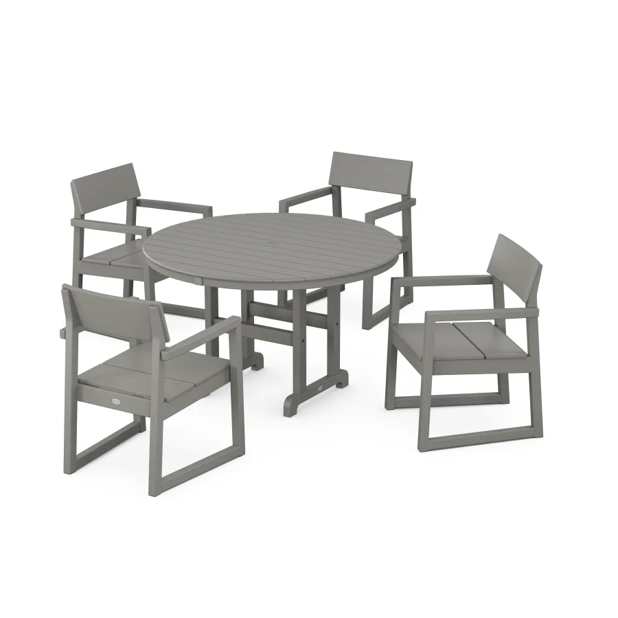 POLYWOOD EDGE 5-Piece Round Farmhouse Dining Set