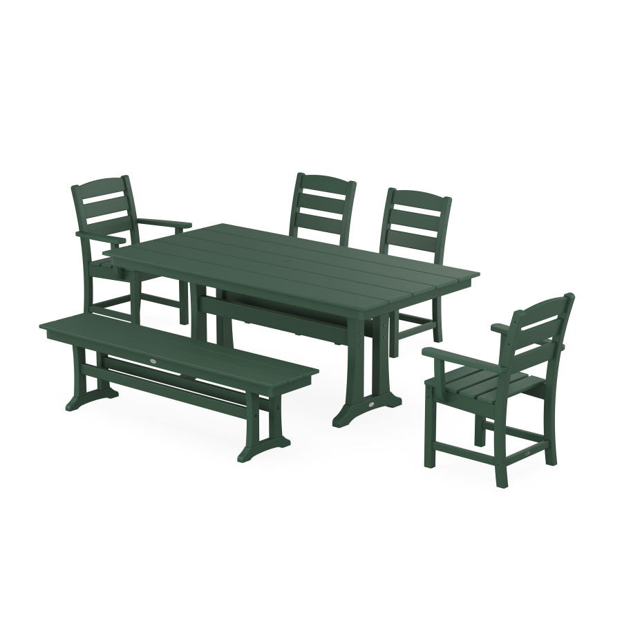 POLYWOOD Lakeside 6-Piece Farmhouse Dining Set With Trestle Legs in Green