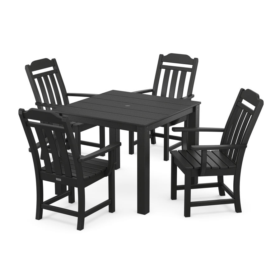 POLYWOOD Country Living 5-Piece Parsons Dining Set in Black