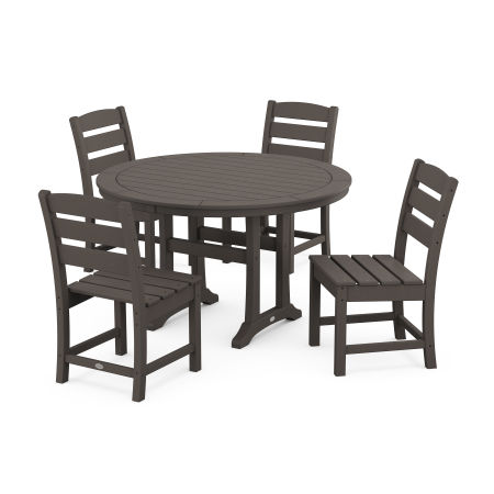 Lakeside Side Chair 5-Piece Round Dining Set With Trestle Legs in Vintage Finish