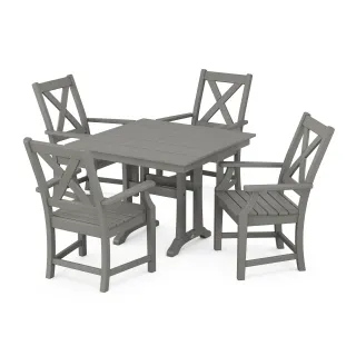 POLYWOOD Braxton 5-Piece Farmhouse Dining Set With Trestle Legs