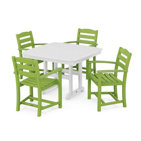 La Casa Café 5-Piece Dining Set with Trestle Legs in Lime / White